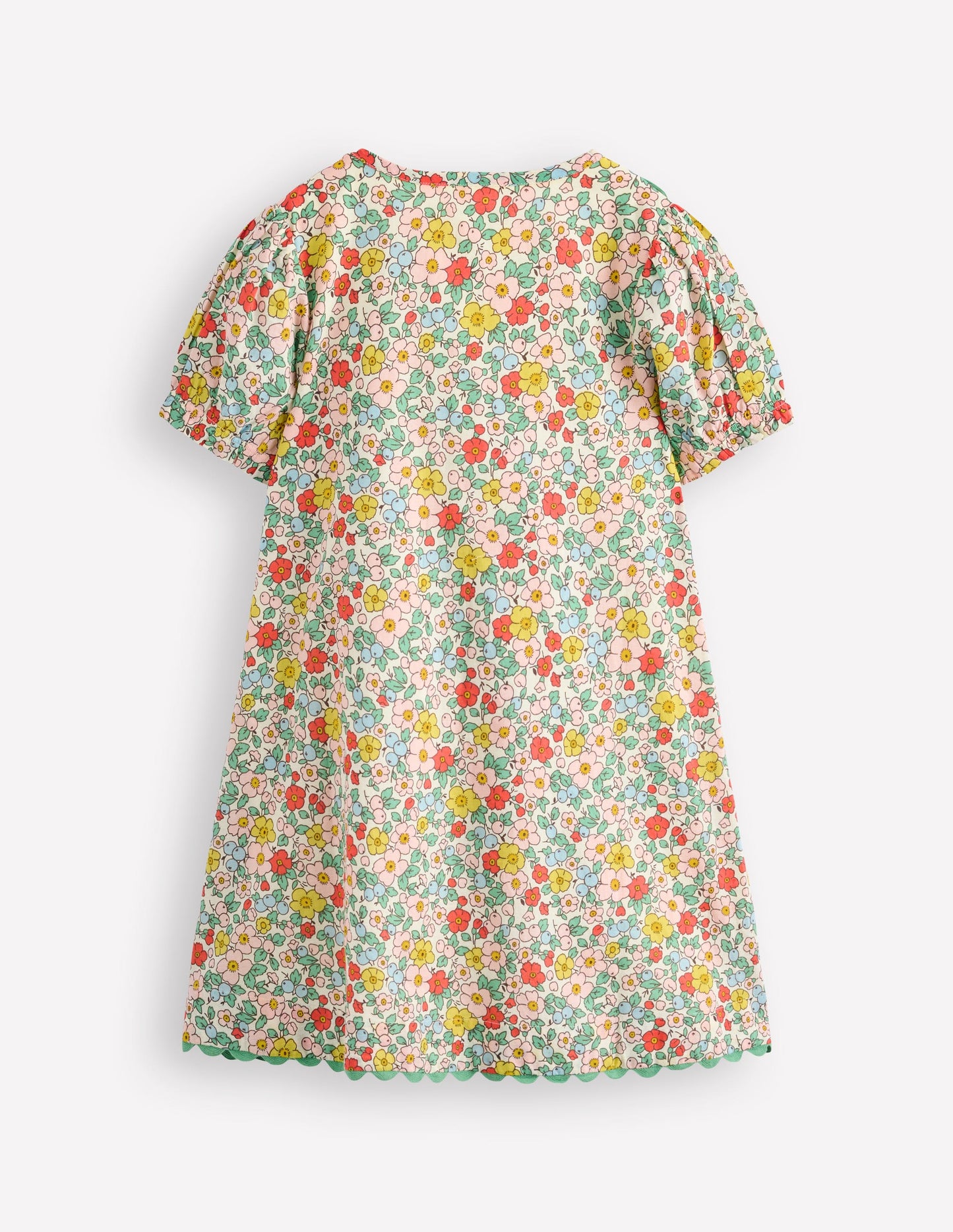 Kleid mit bestickter Passe-Vanilleweiß Apfelblüte