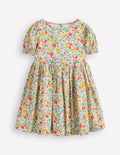 Madeline Gewebtes Kleid-Vanilleweiß Apfelblüte