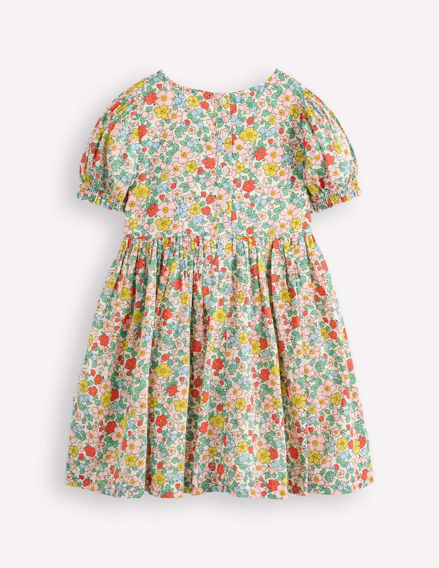 Madeline Gewebtes Kleid-Vanilleweiß Apfelblüte