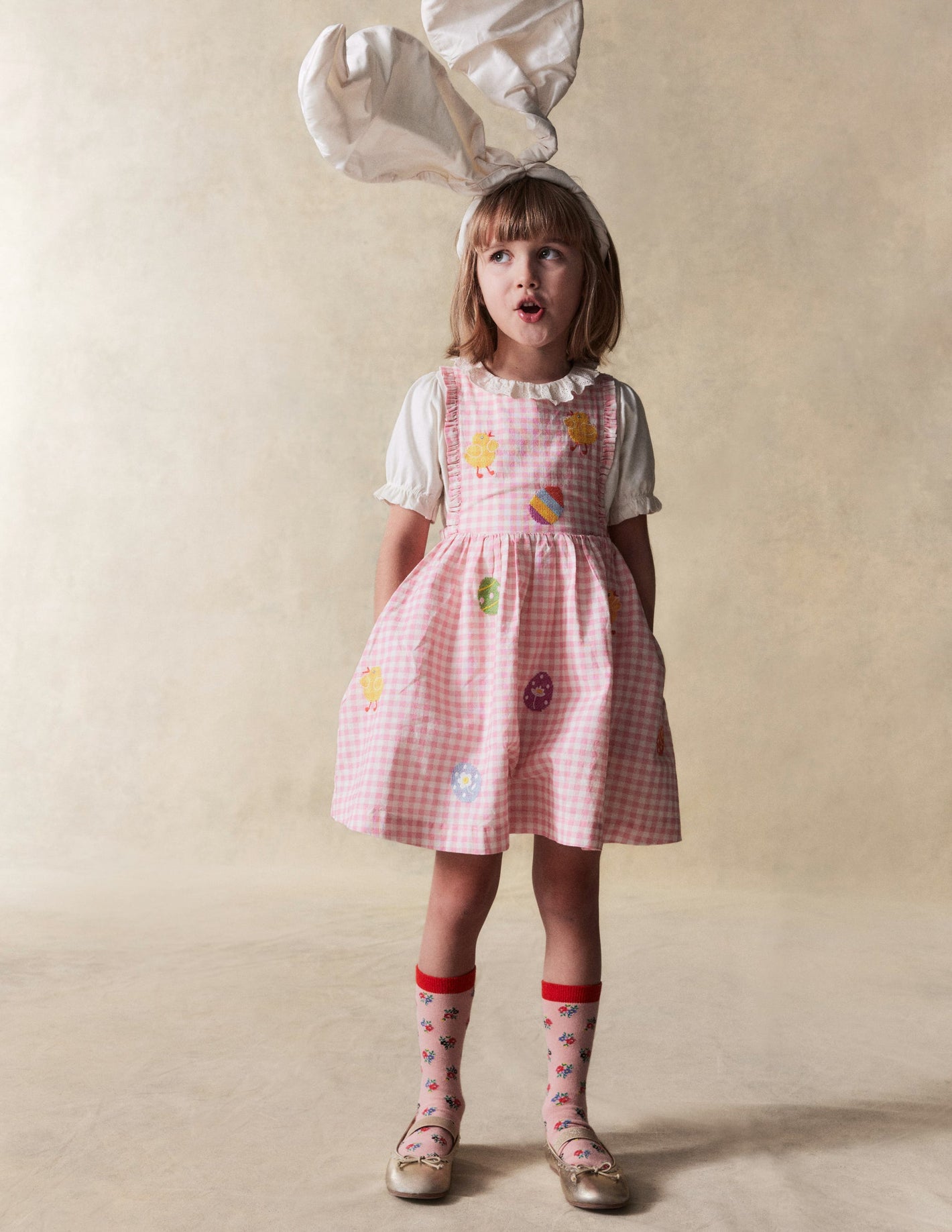 Pinafore Dress-Pink Gingham Easter