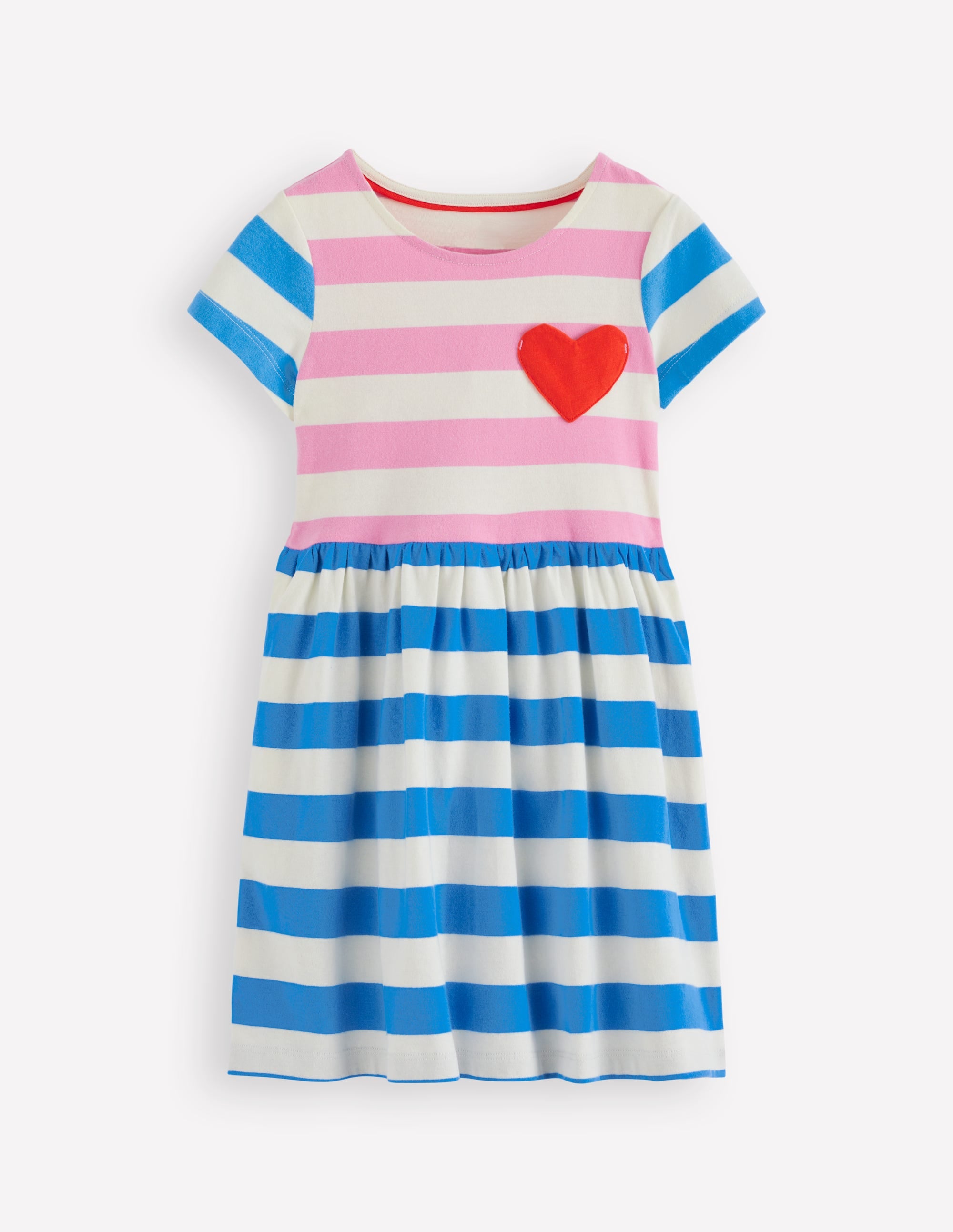 Lustiges Jerseykleid mit Herztasche-Bunt mit Mustermix und Streifen - Image 1