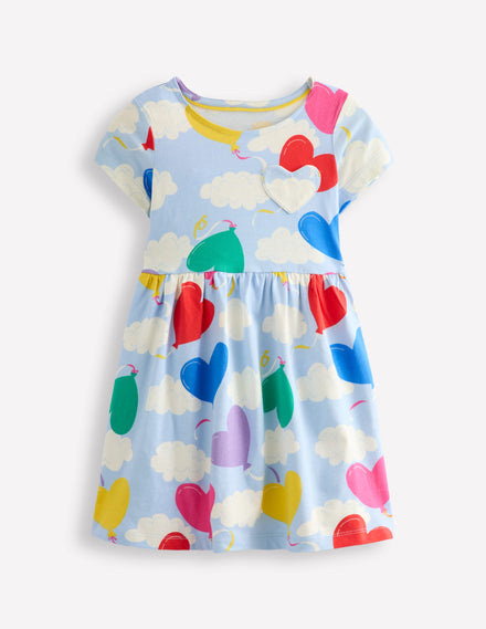 Robe en jersey fun avec poche en cœur-Nuages de ballons