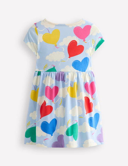 Robe en jersey fun avec poche en cœur-Nuages de ballons