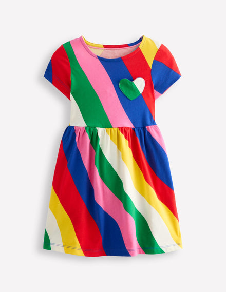 Robe en jersey fun avec poche en cœur-Arc-en-ciel Vague