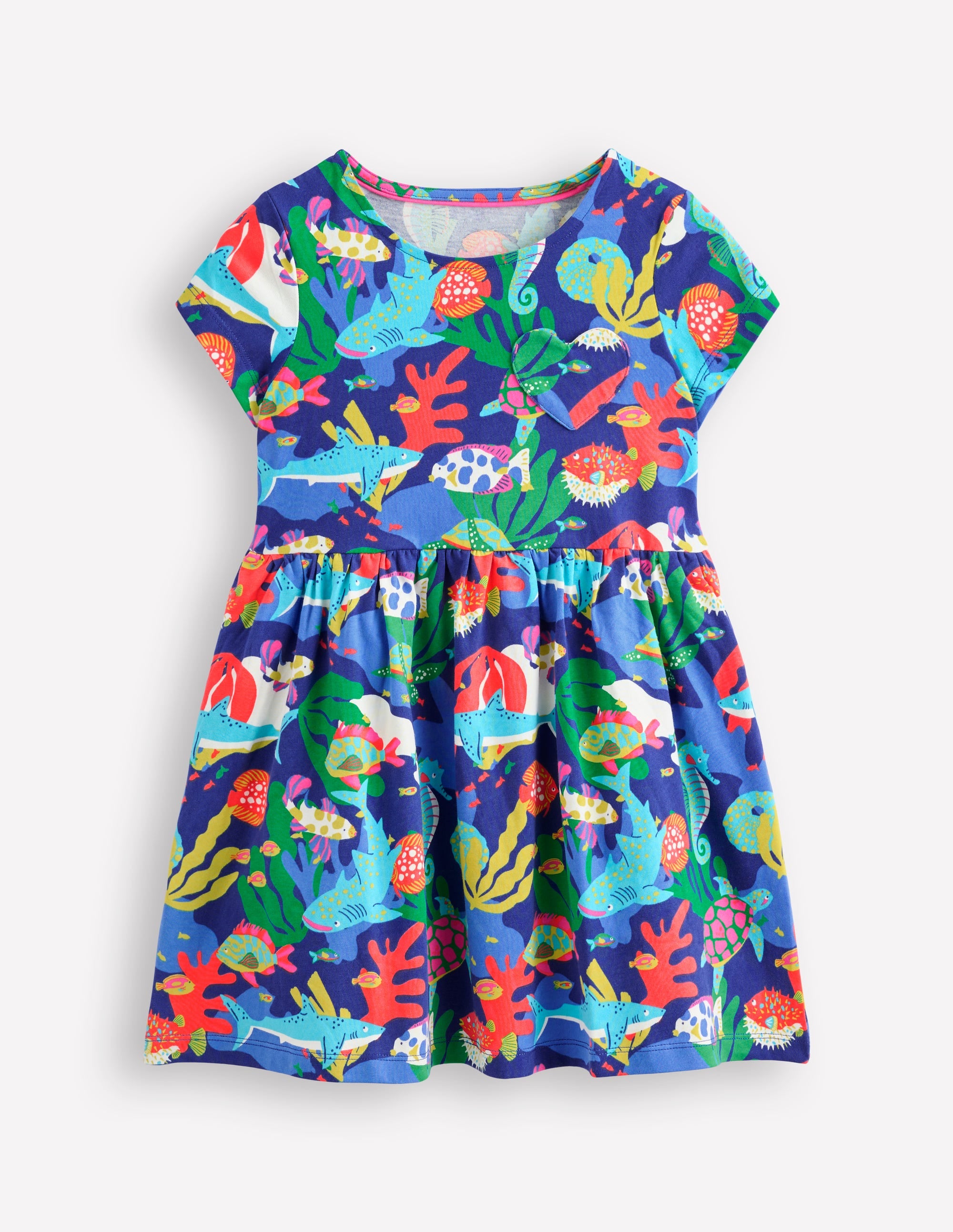 Lustiges Jerseykleid mit Herztasche-Bunt, Korallenriff - Image 1