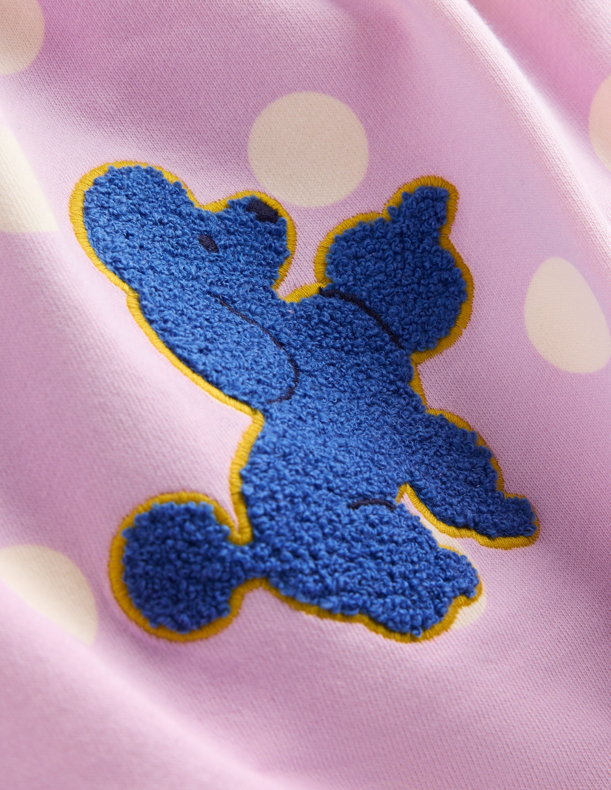 Robe-sweat en bouclé à appliqué-Chiens à pois lilas sucré - Image 3