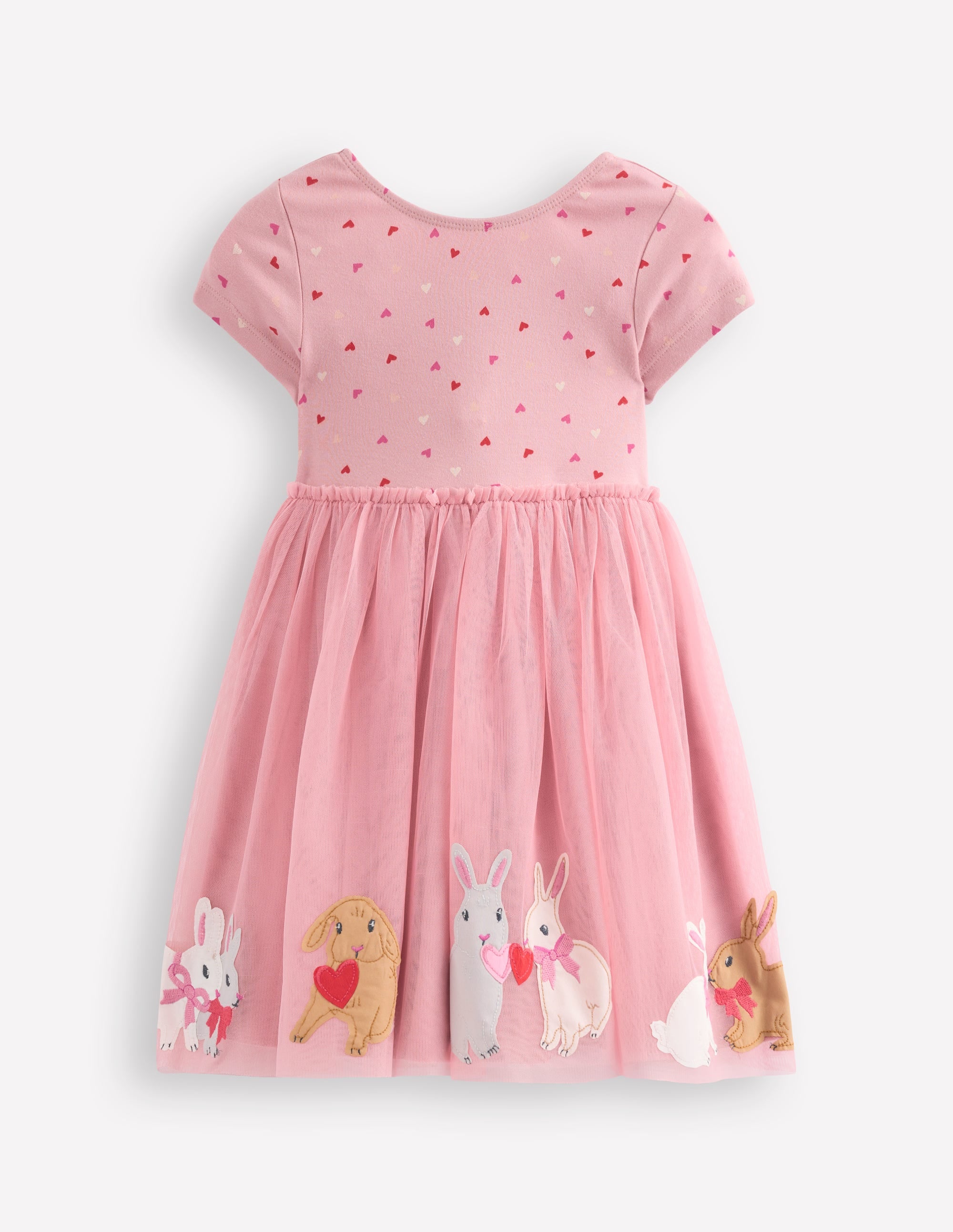 Robe Ami en tulle à appliqué-Lapins rose craie - Image 1