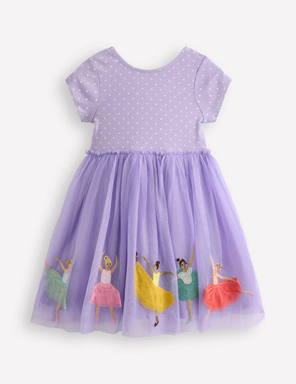 Robe Ami en tulle à appliqué-Ballerines lavande brumeux