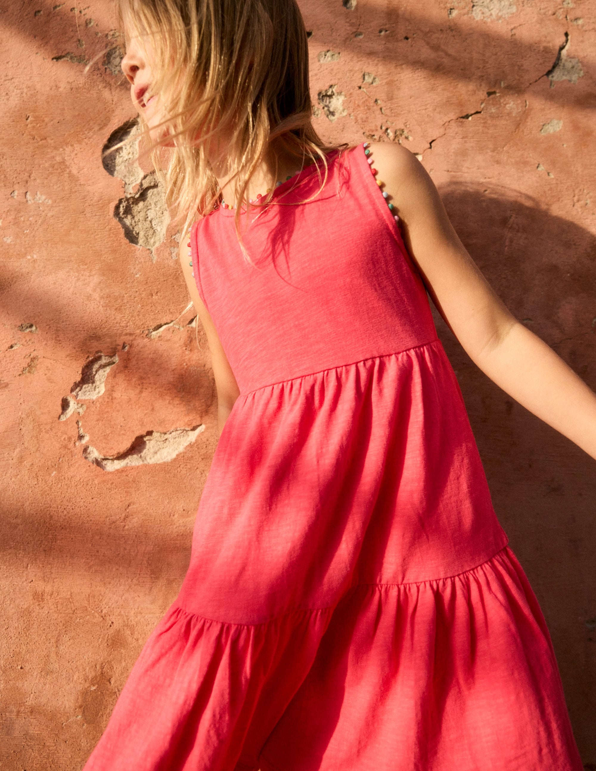 Robe en jersey Ali à pompons-Rose fandango - Image 6