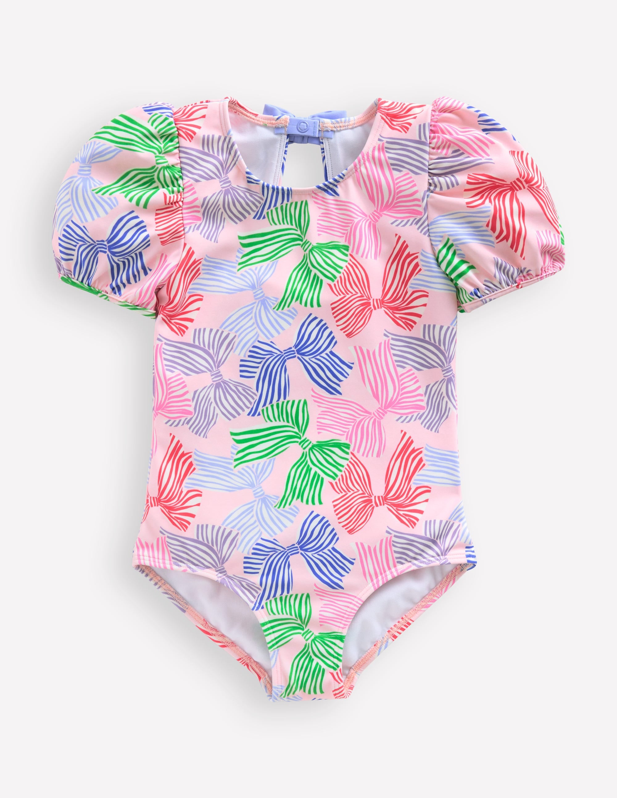 Maillot de bain Sandy à manches bouffantes-Nœuds rose français - Image 1