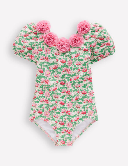 Joli maillot de bain à dos échancré-Rose sauvage rose craie