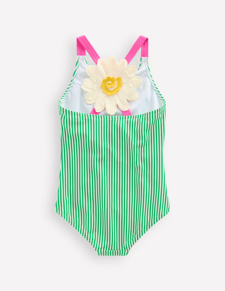 Maillot de bain à appliqué au dos-Pâquerette vert