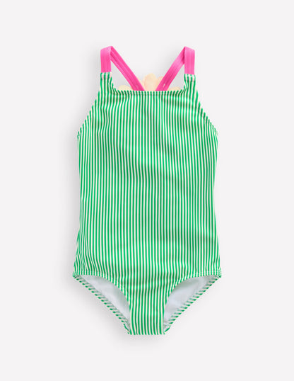 Maillot de bain à appliqué au dos-Pâquerette vert