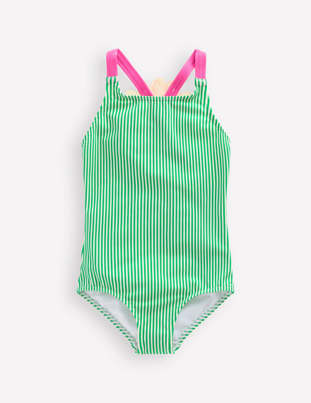 Maillot de bain à appliqué au dos-Pâquerette vert