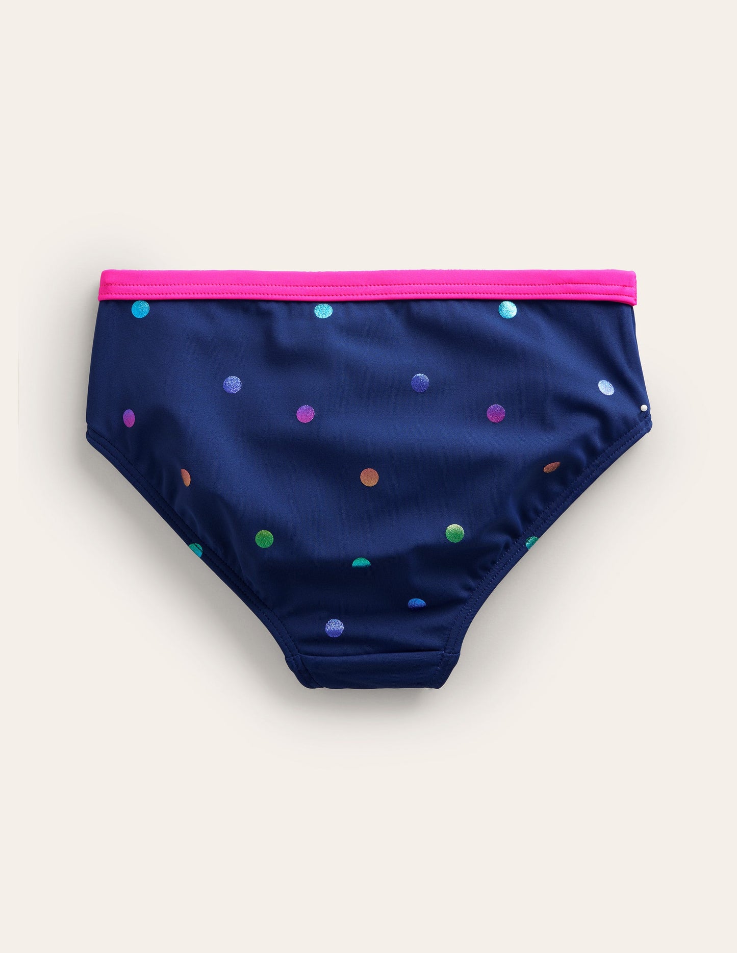 Bas de bikini à motif-Pois confettis arc-en-ciel bleu marine