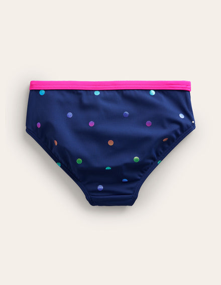 Gemusterte Bikinihose-Marineblau Regenbogen Konfetti Punkte