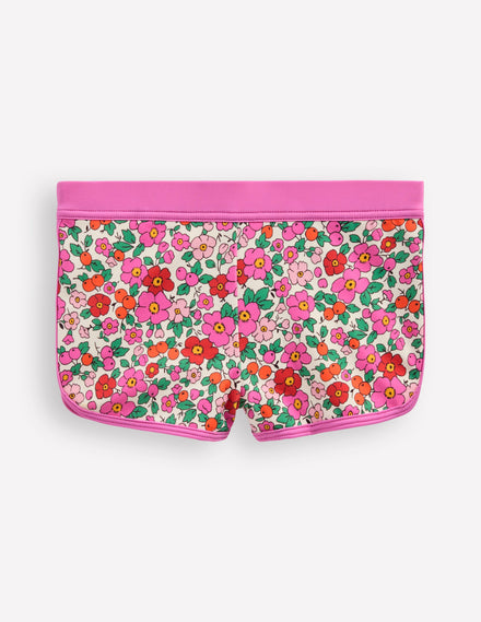 Short de bain à motif-Fleur de pommier rose