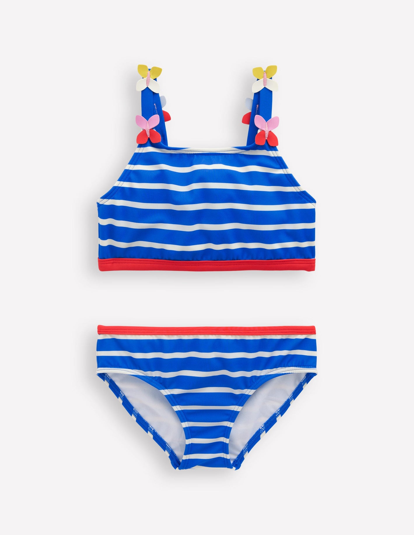 Bikini mit Trägerapplikationen-Galerieblau Streifen Schmetterling