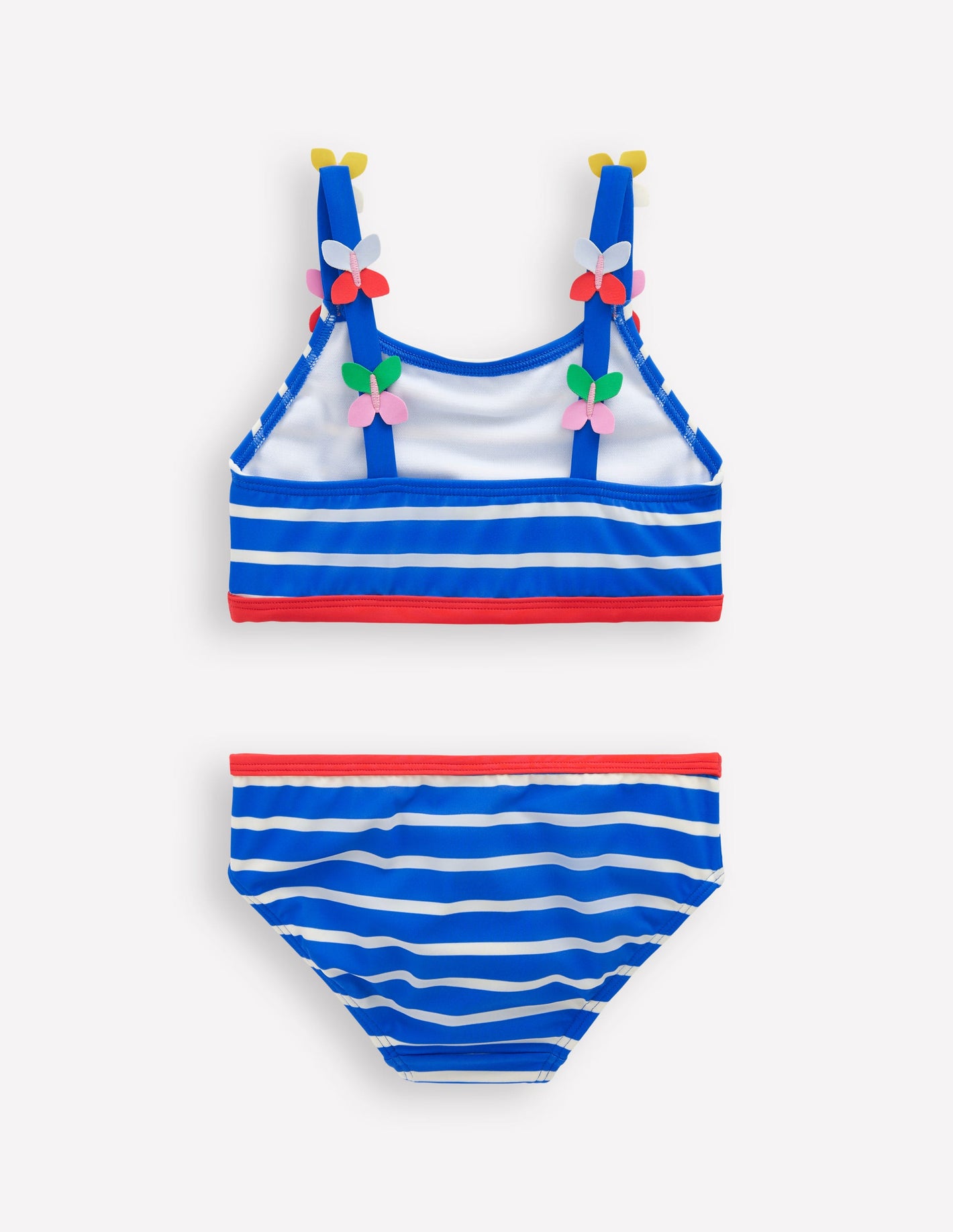 Bikini mit Trägerapplikationen-Galerieblau Streifen Schmetterling