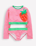 Kurzes Badeshirt-Set-Erdbeere Gestreift