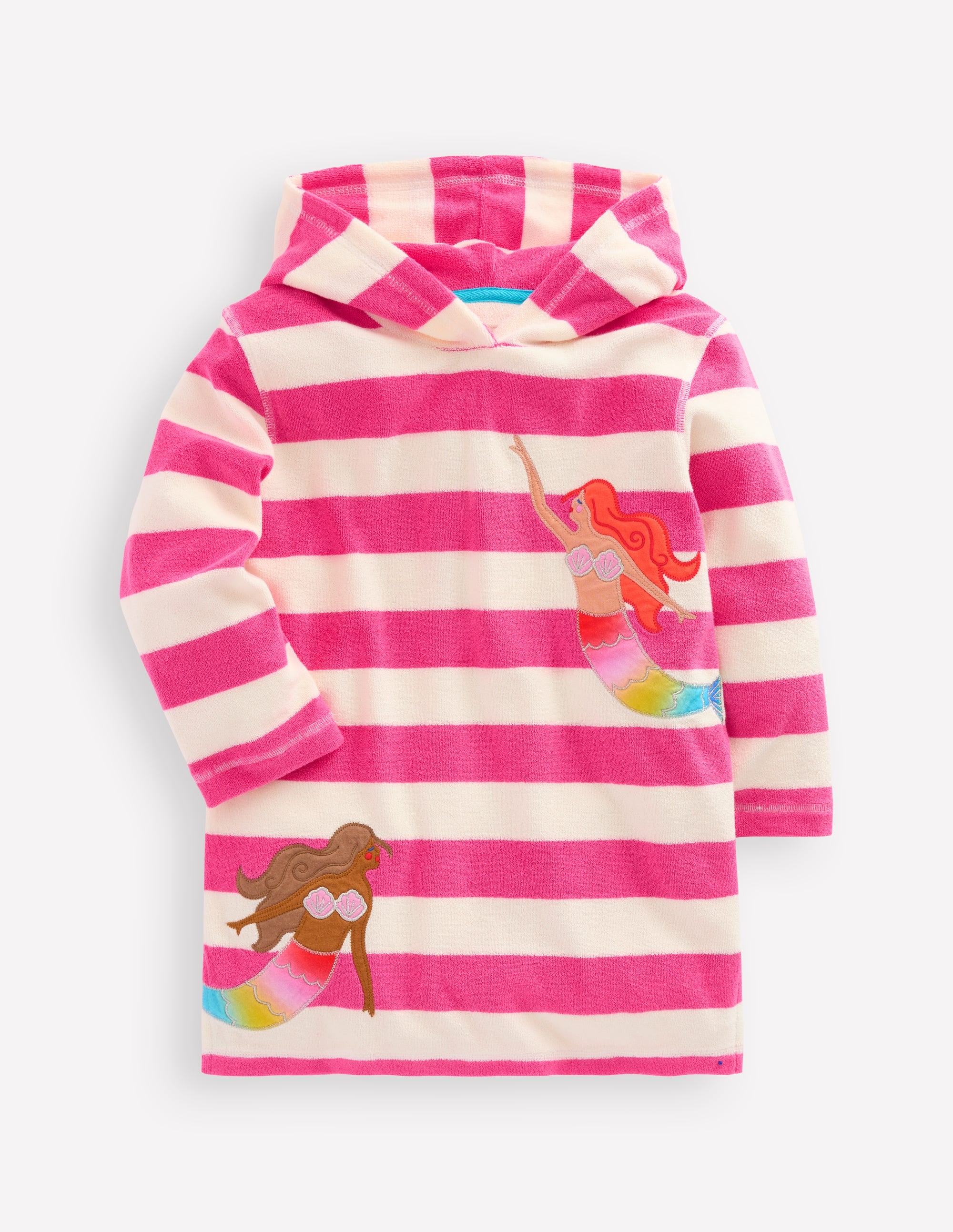 Poncho en éponge Mara-Rayé sirène rose - Image 1