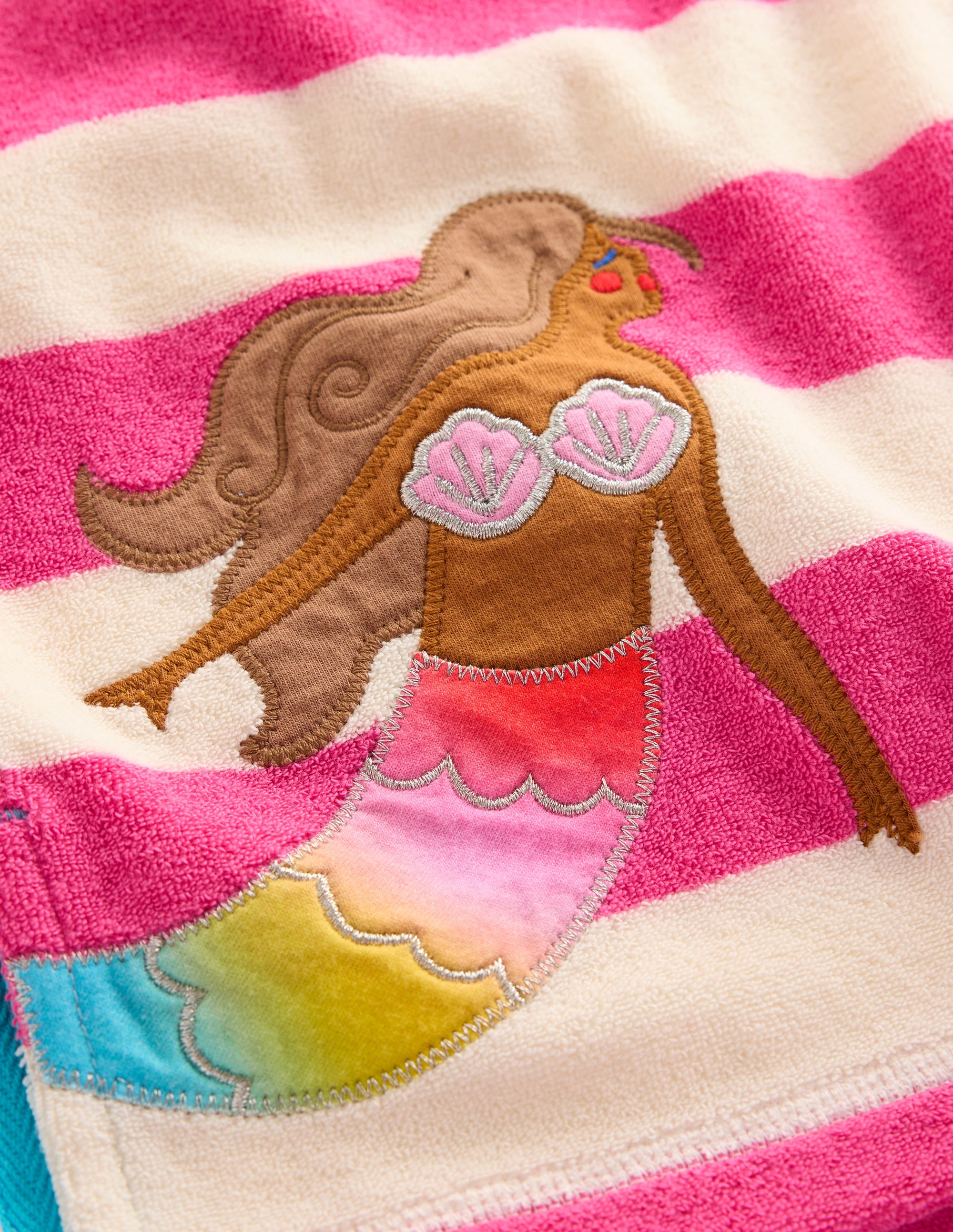 Poncho en éponge Mara-Rayé sirène rose - Image 3
