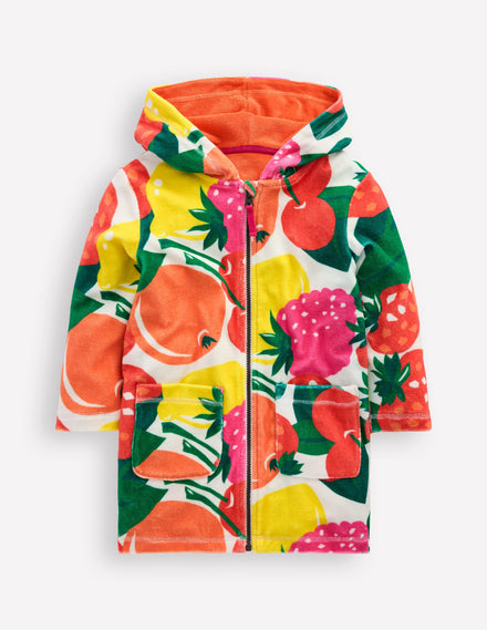 Poncho en éponge Romie à fermeture zippée-Fruits géants multi