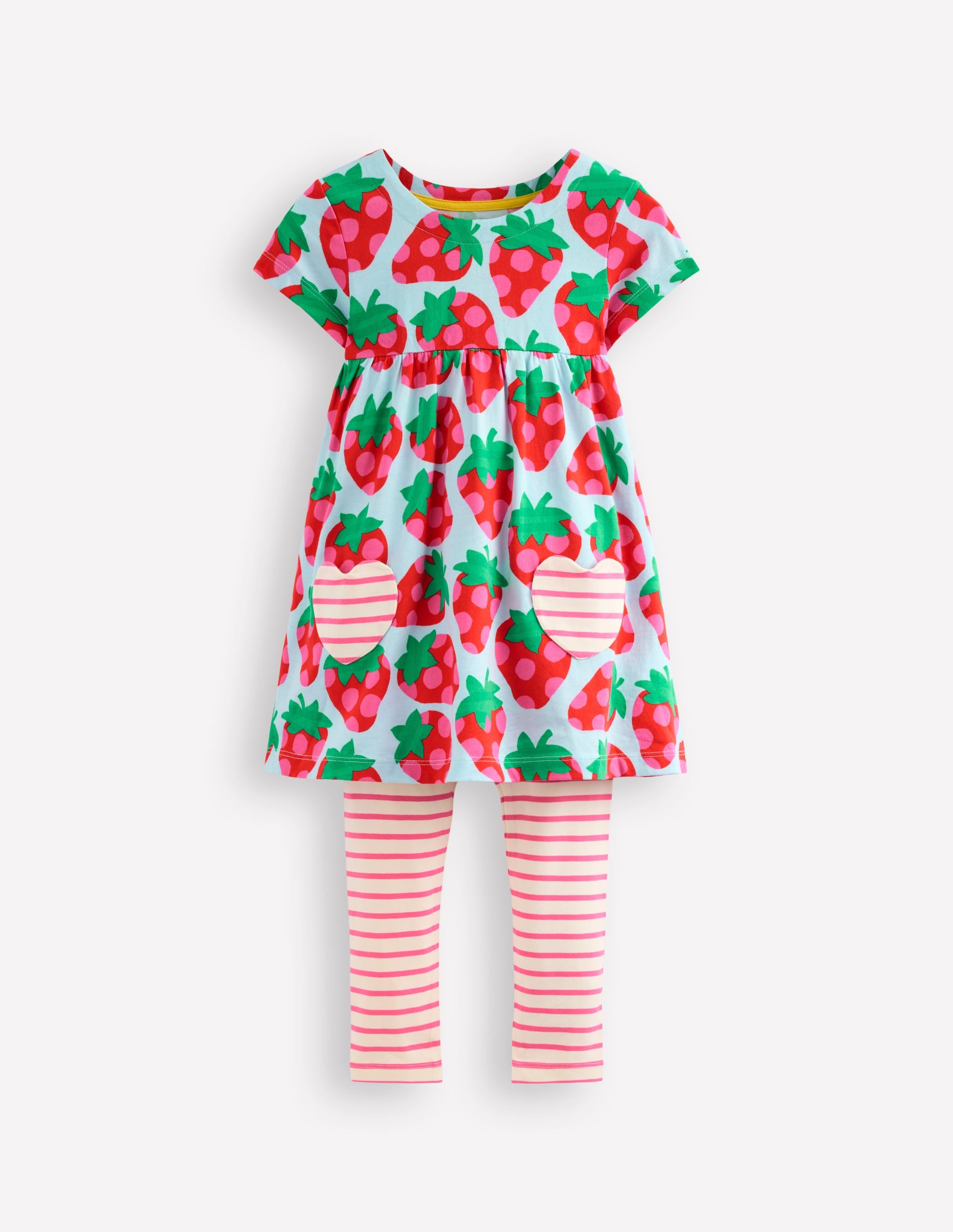 Kurzärmeliges Tunika-Set mit Muster-Nebligblau Erdbeere - Image 1