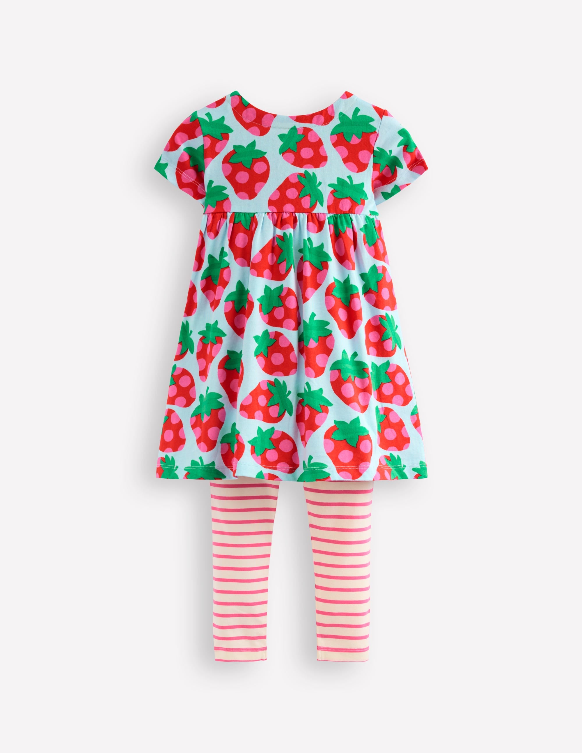 Kurzärmeliges Tunika-Set mit Muster-Nebligblau Erdbeere - Image 2