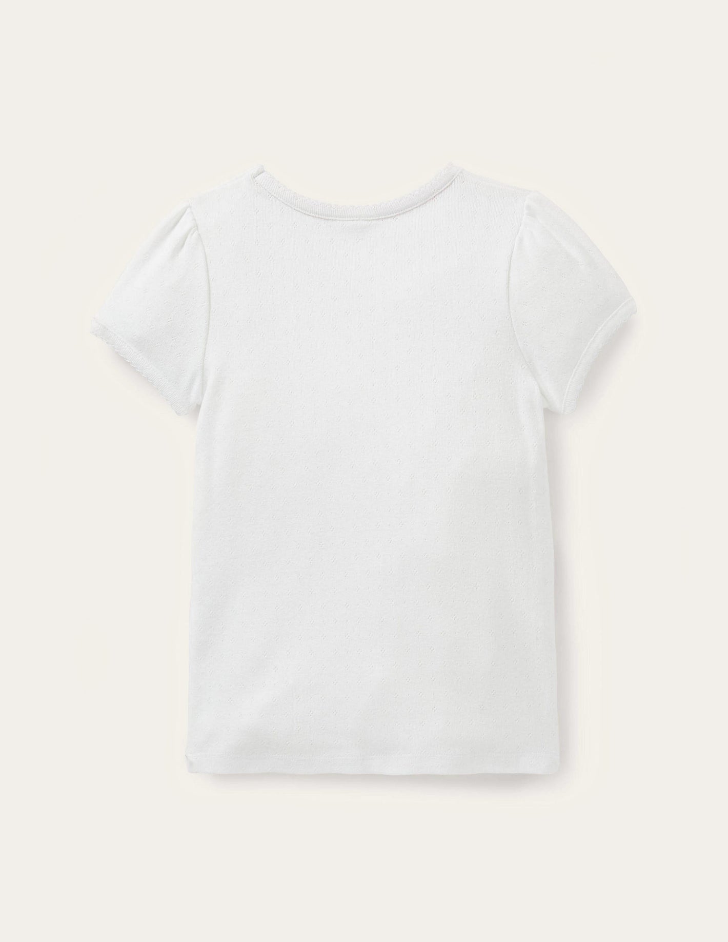 Short Sleeve Pointelle Top-White