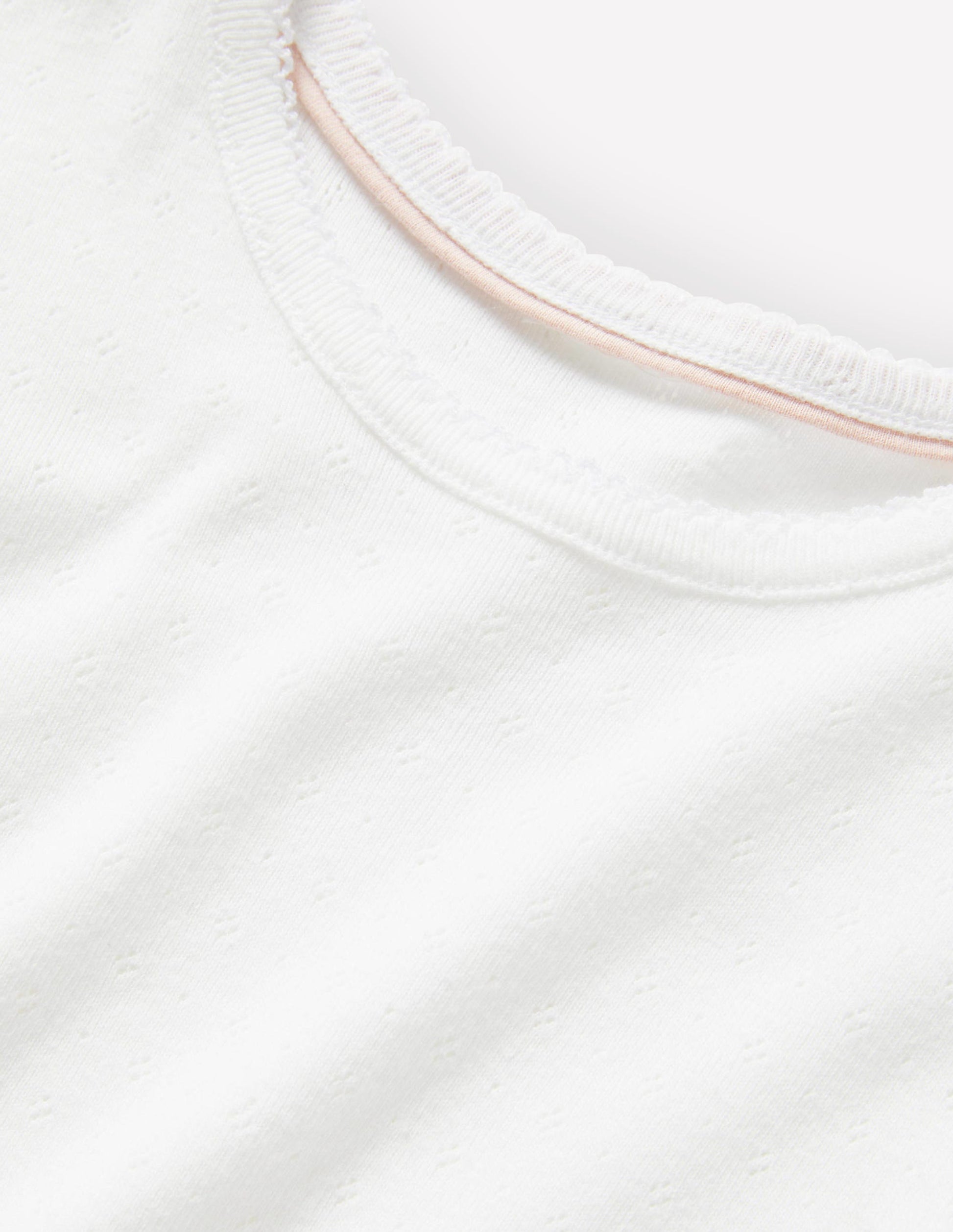 Kurzärmliges Pointelle-Oberteil-Weiß-3