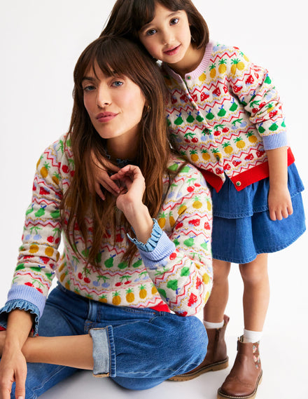 Cardigan Edie à motif jacquard-Fruit multi