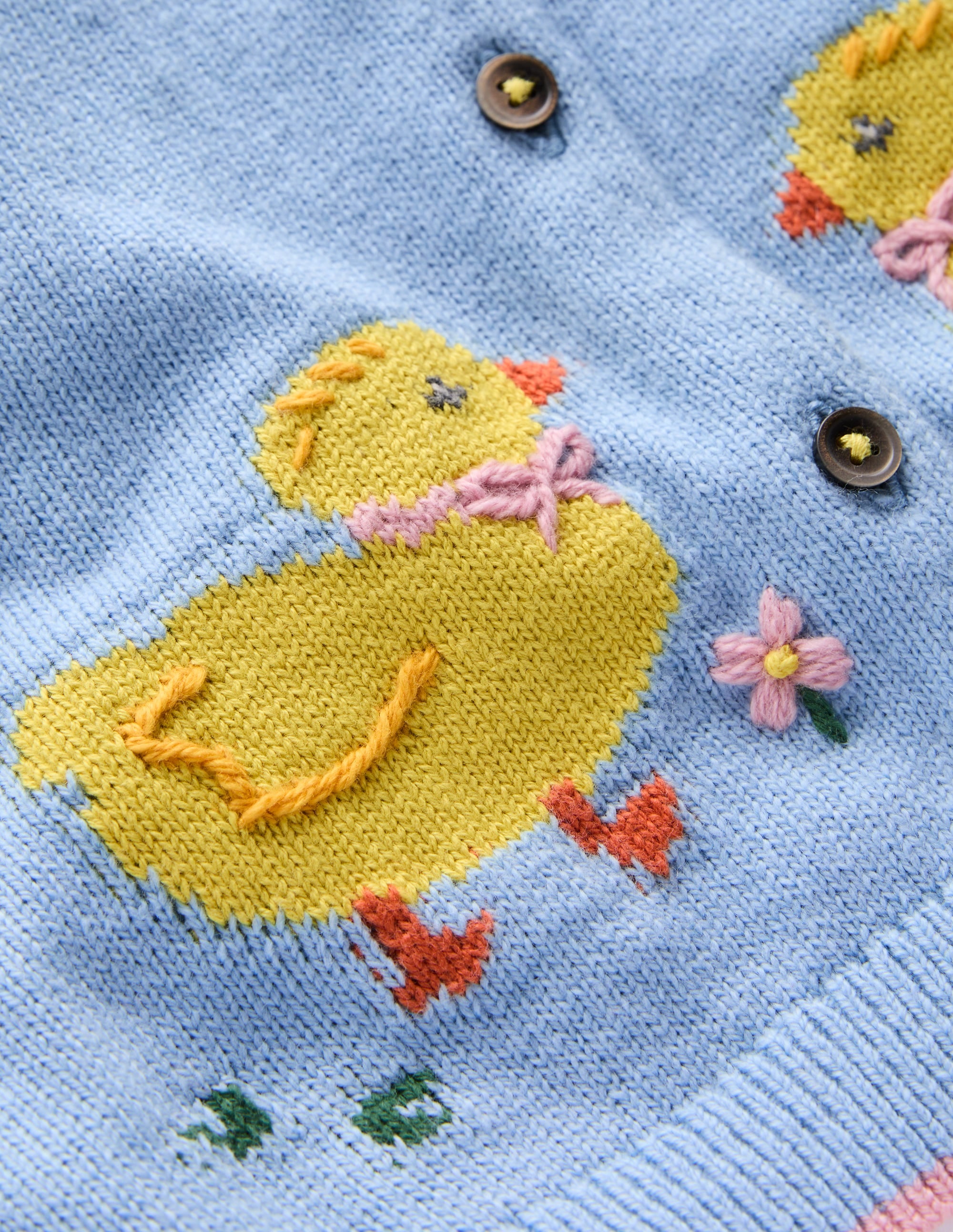 Evelyn Strickjacke mit lustigem Motiv-Vintage-Blau Küken - Image 3