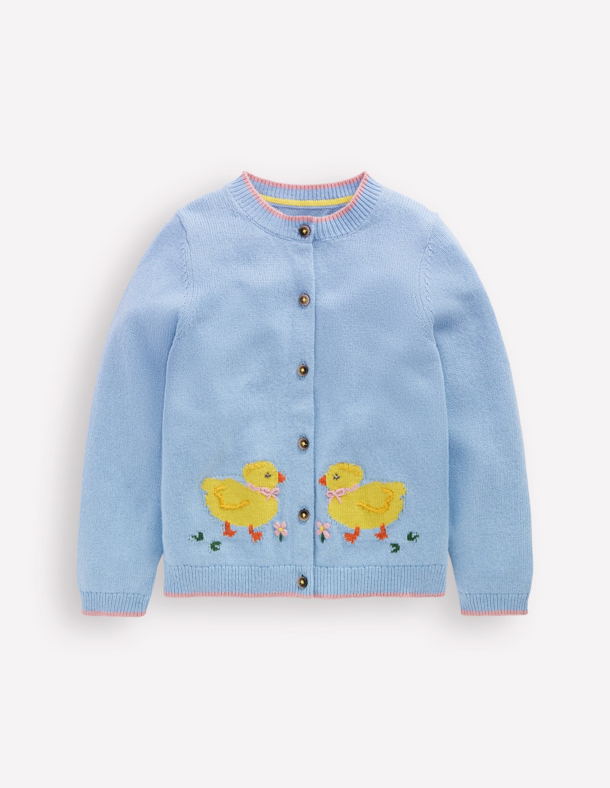 Evelyn Strickjacke mit lustigem Motiv-Vintage-Blau Küken - Image 1