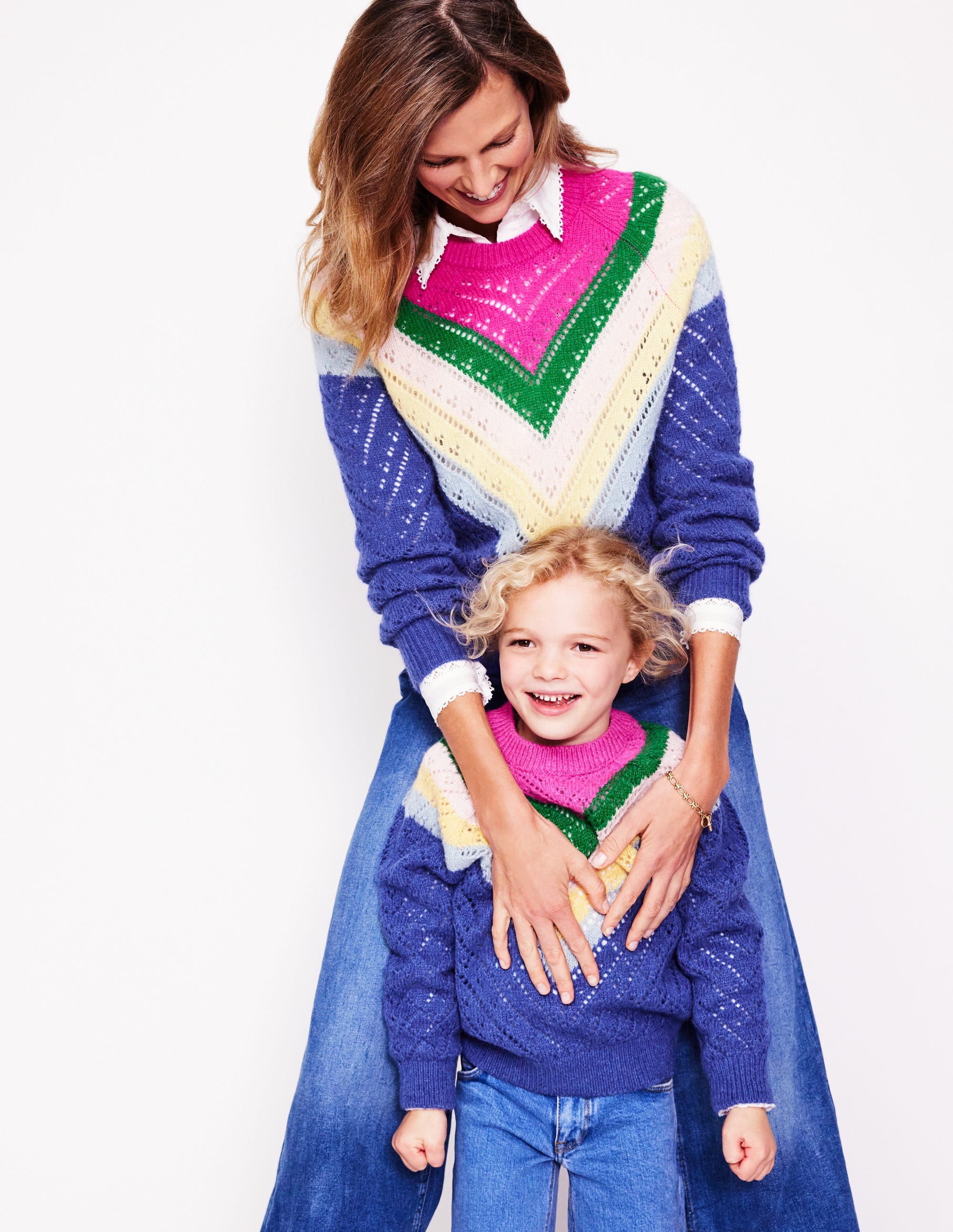 Pull à chevrons-Chevron bleu/rose - Image 4