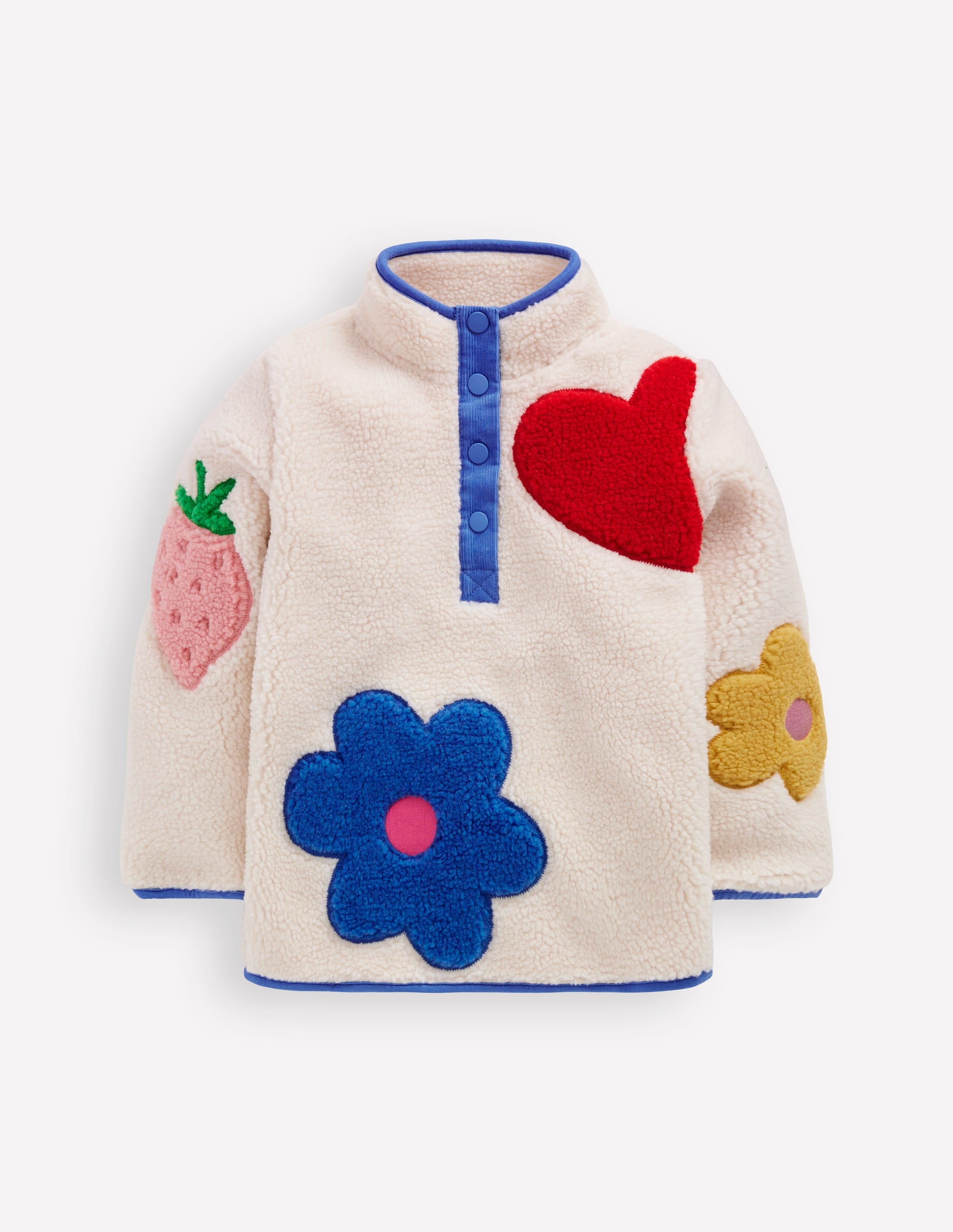 Borg-Jacke zum Überziehen-Naturweiß Erdbeere Blume - Image 1