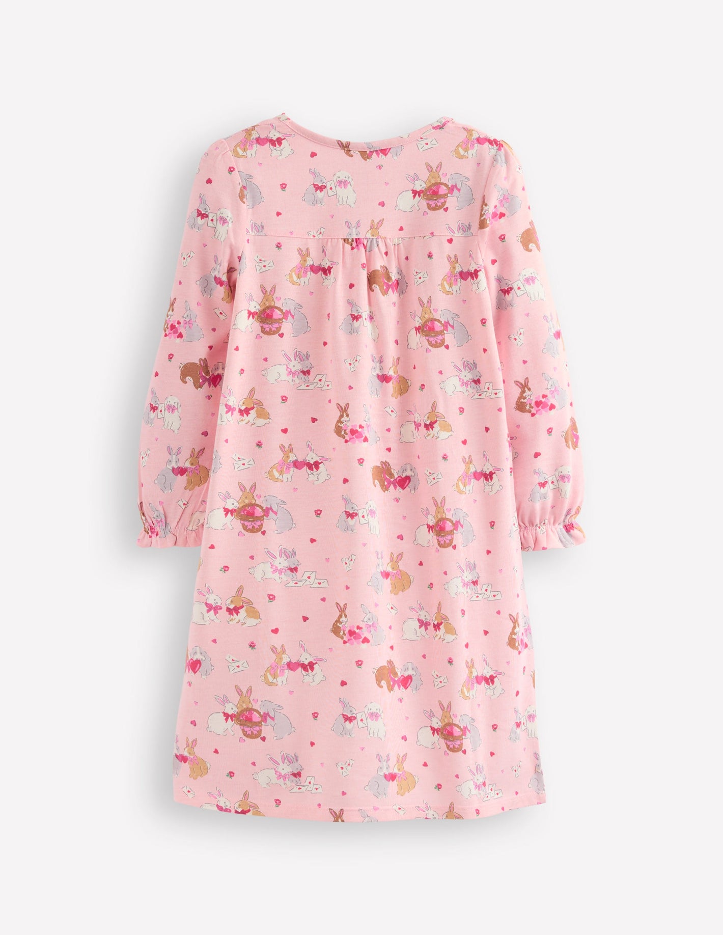 Printed Long-Sleeved Nightie-Chalk Pink Love Bunnies