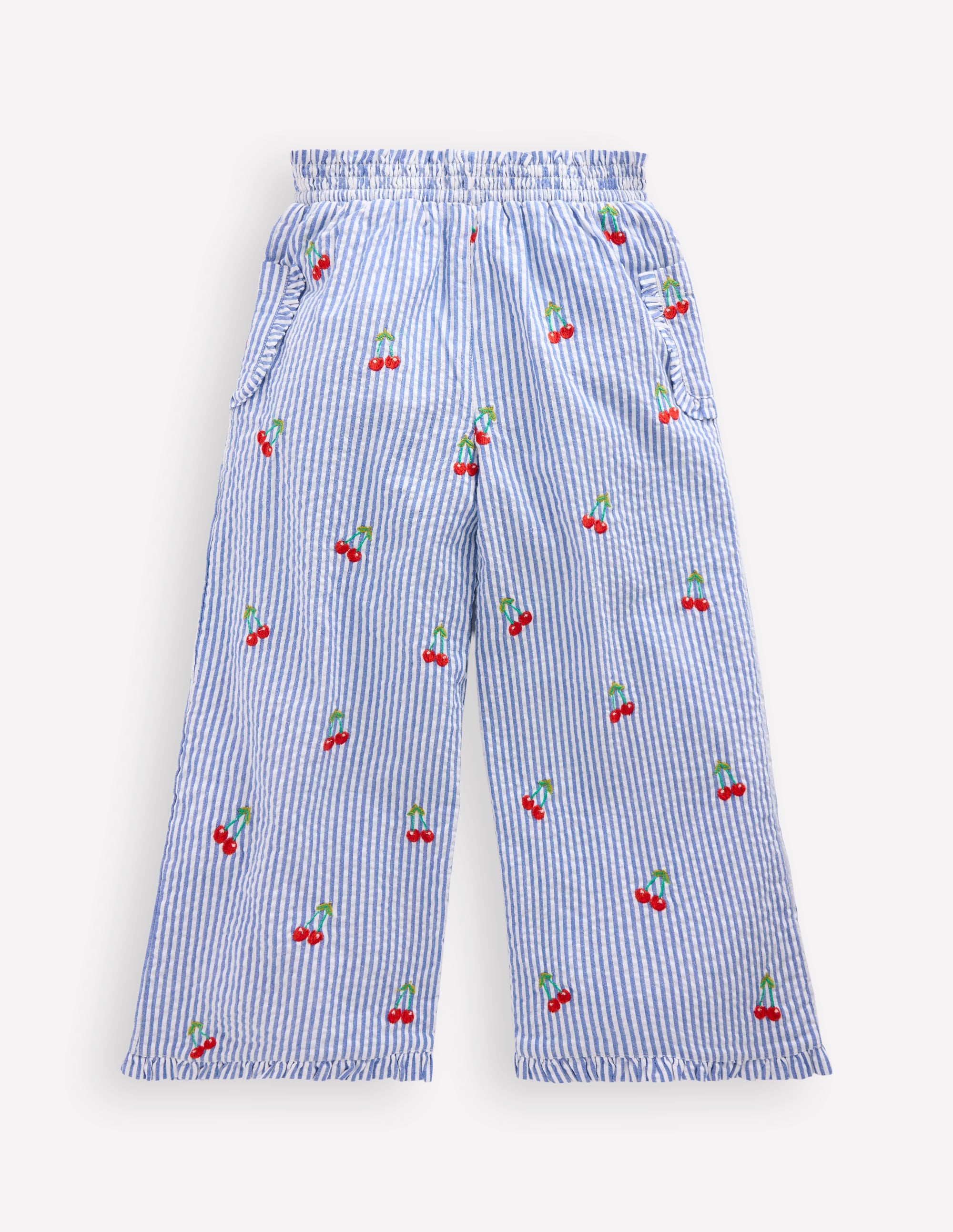 Nostalgische Rüschenhose-Blau Drillich Kirschen - Image 2