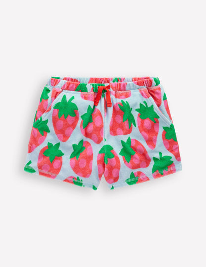 Gemusterte Frottee-Shorts-Nebligblau Punkte Erdbeere