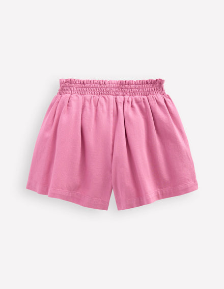 Short à enfiler-Rose brodé