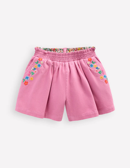 Shorts zum Hineinschlüpfen-Rosa Stickerei