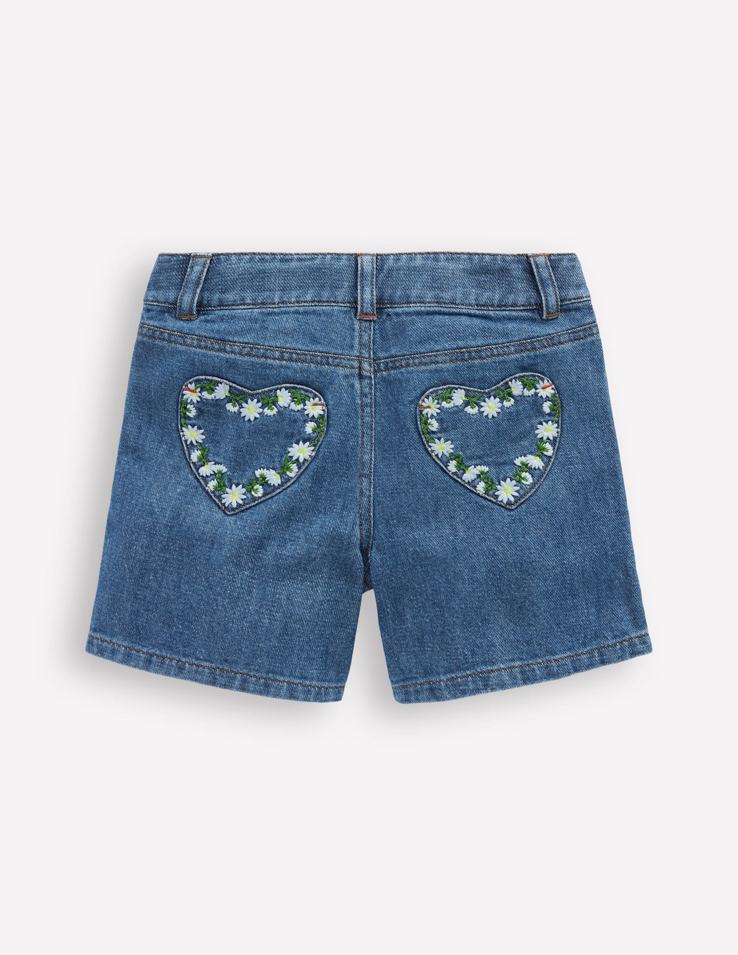 Short en jean-Pâquerette brodée vintage