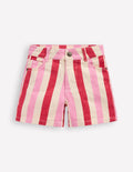 Short en jean-Rayé rose et rouge
