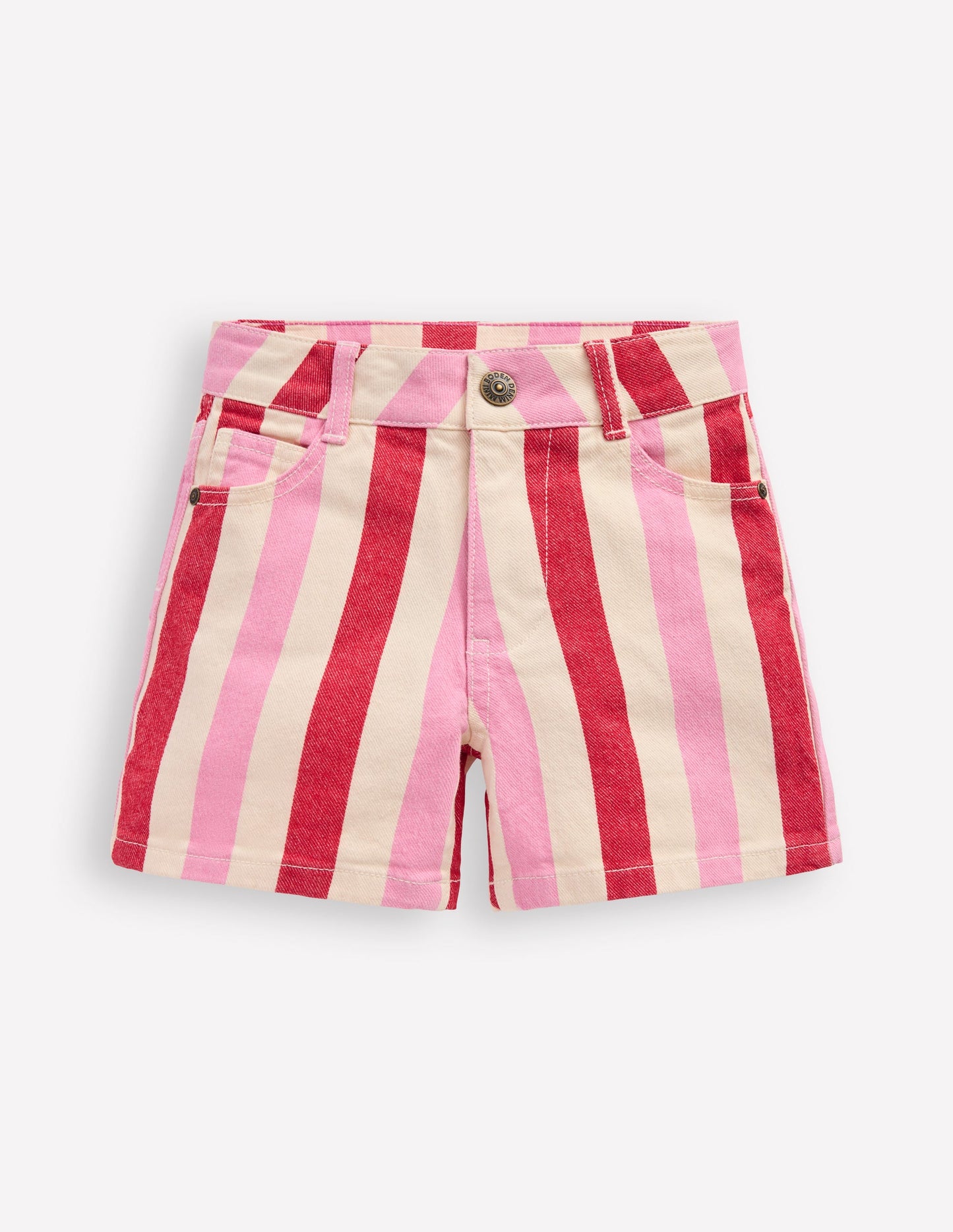 Jeansshorts-Rosa und rote Streifen