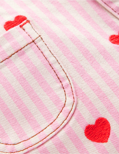 Patch Pocket Shorts-Bubblegum Pink/ Ivory Hearts