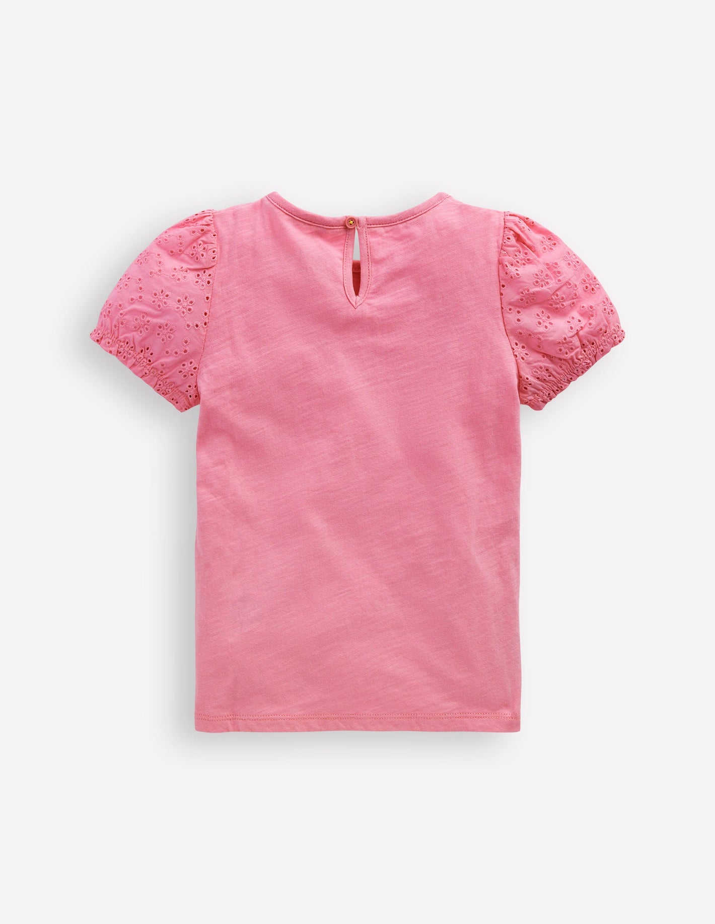 T-Shirt mit Lochstickerei-Kaugummi-Rosa