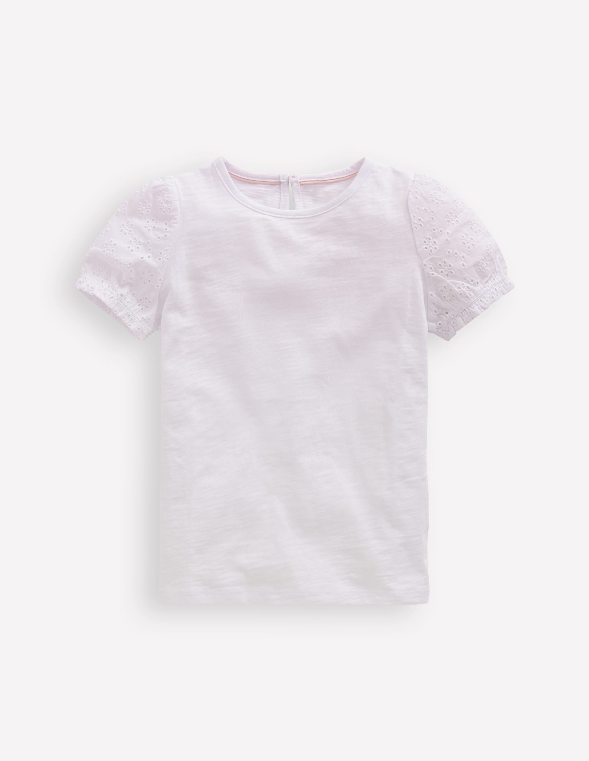 T-Shirt mit Lochstickerei-Weiß - Image 1