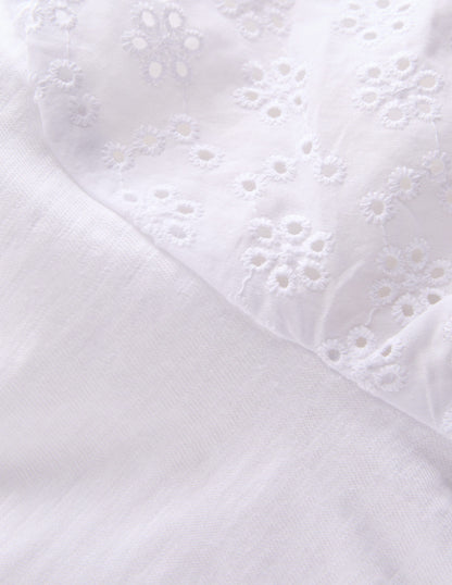 T-shirt à broderie anglaise-Blanc