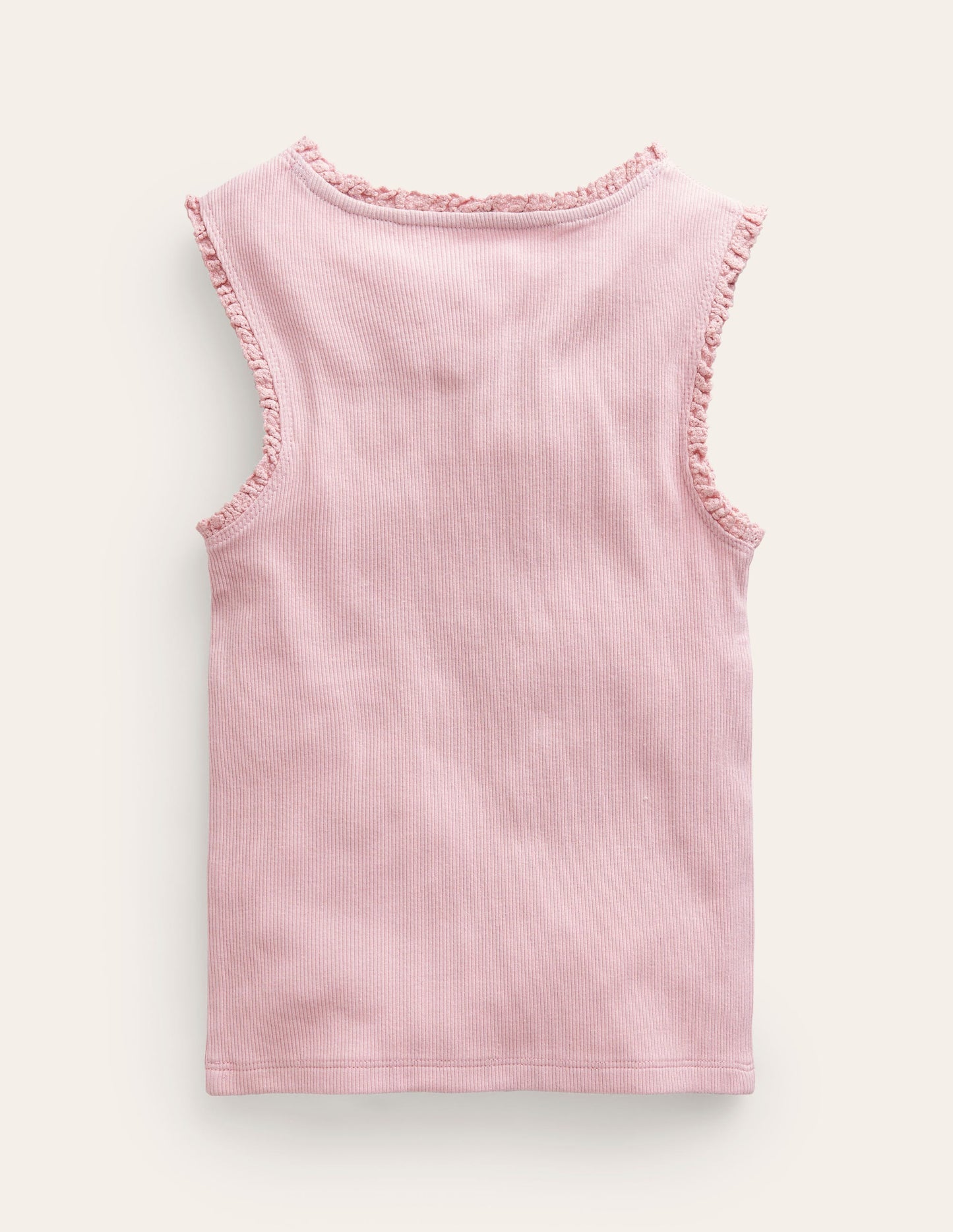 Ribbed Lace Trim Vest-French Pink