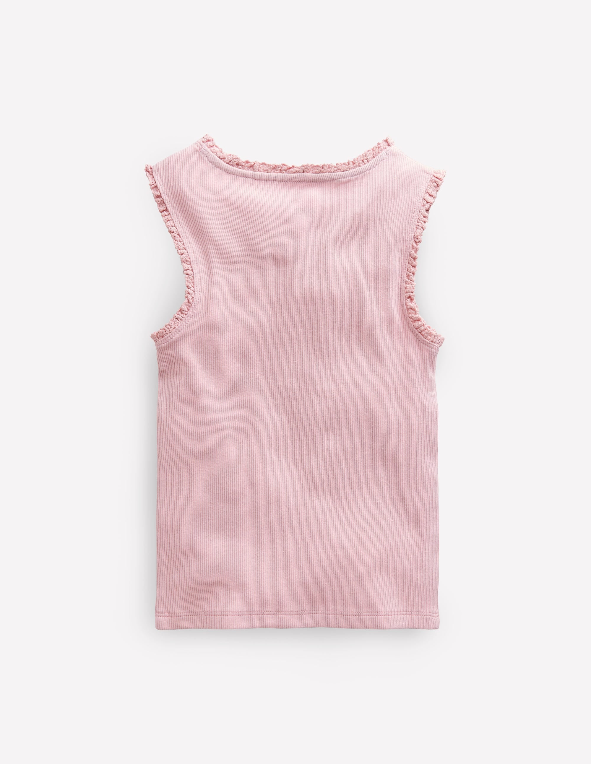 Ribbed Lace Trim Vest-French Pink - Image 2